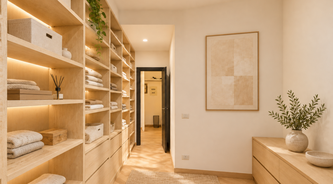 Cabina armadio in rovere e crema