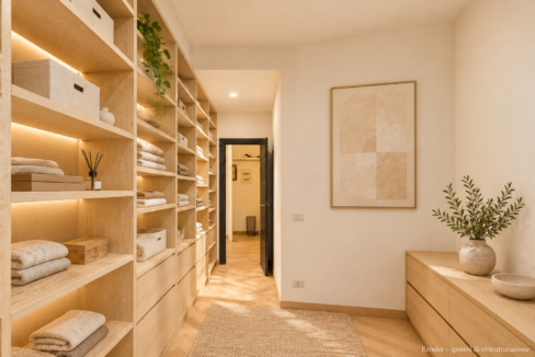 Cabina armadio in rovere e crema