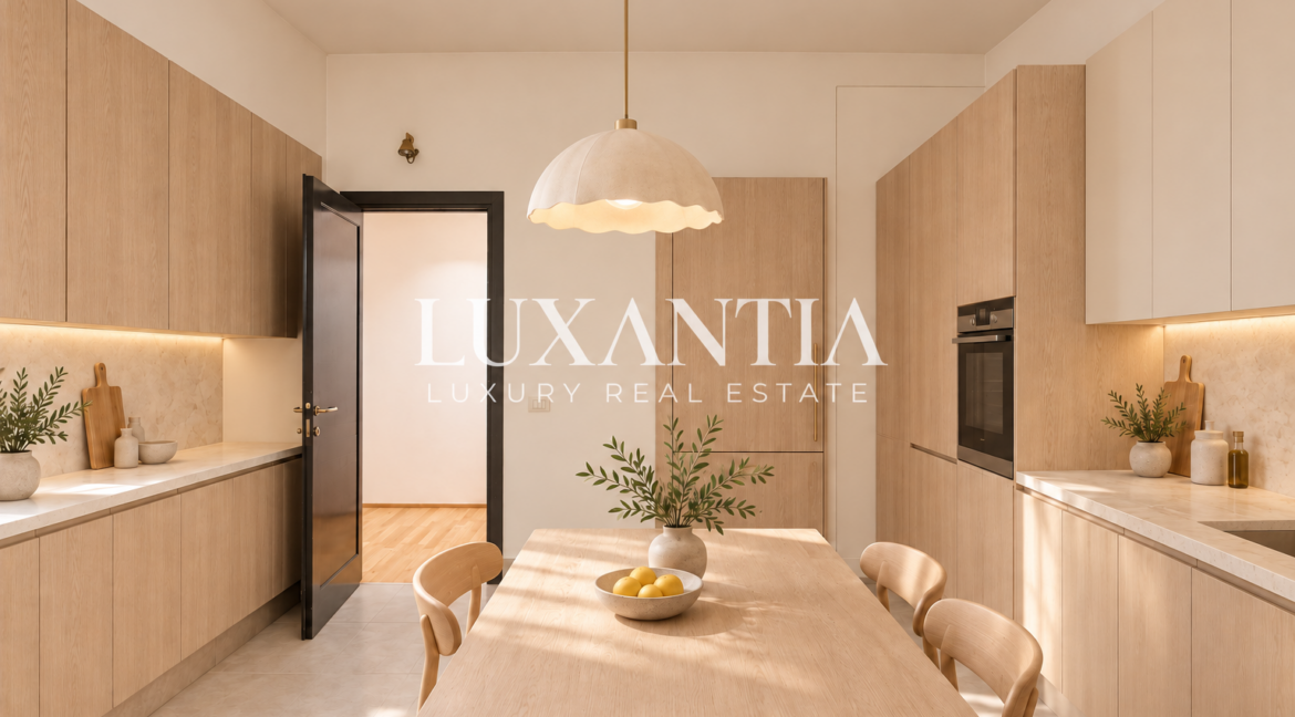 Cucina luminosa in rovere e crema