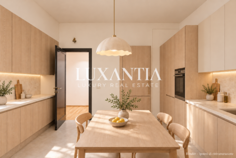 Cucina luminosa in rovere e crema