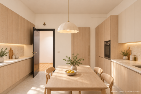 Cucina in rovere e crema-12