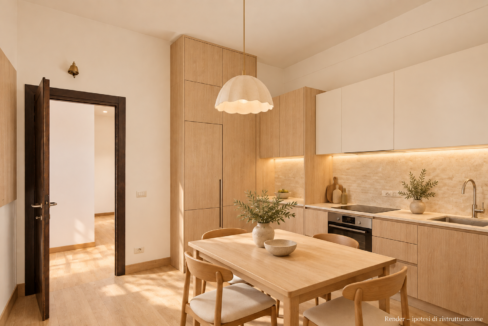 Cucina in rovere e crema