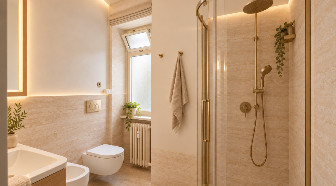 Finestra raffinata nel bagno rinnovato