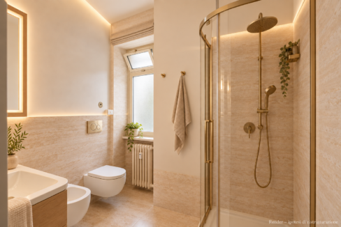 Finestra raffinata nel bagno rinnovato